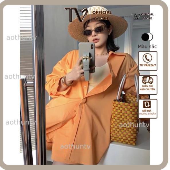 Sơ Mi Nữ Tay Dài ATV Áo sơ mi thêu gấu TTA877 Chất Đũi Lụa Mát Màu Cam Hottrend
