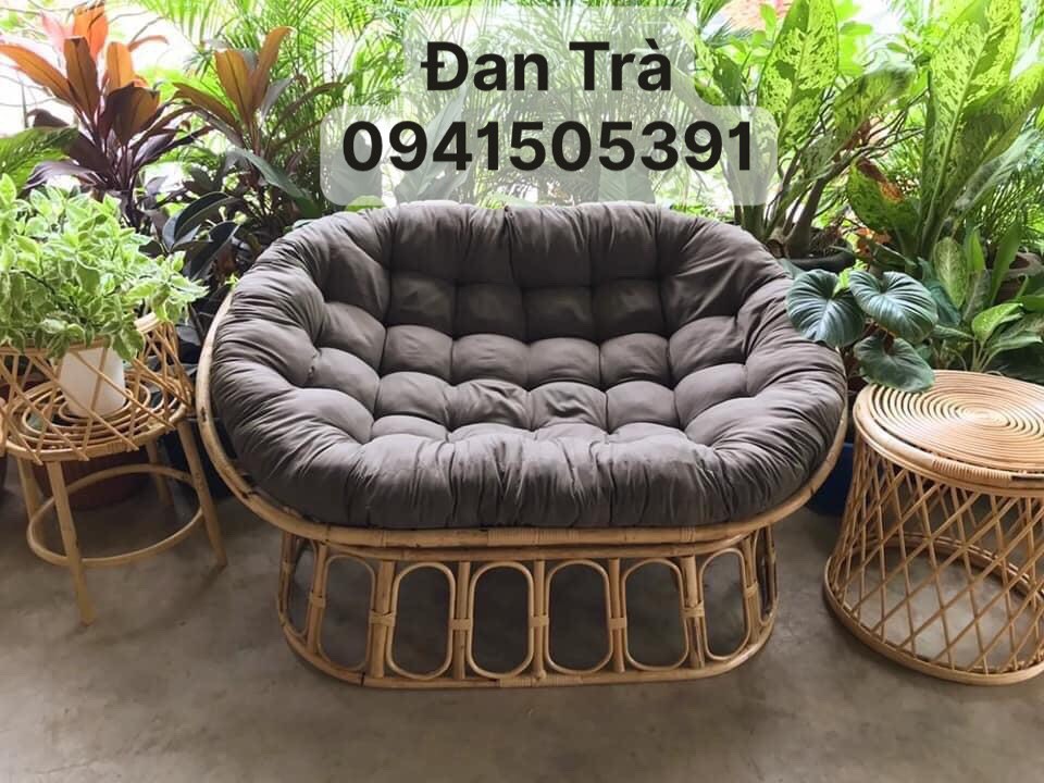 Ghế Mây Mamasan Size 1m6, Ghế Sofa Mây, Ghế Mây Papasan Đôi Thư Giãn Kèm Nệm Cao Cấp - Xưởng Bàn Ghế Mây Tre ĐAN TRÀ