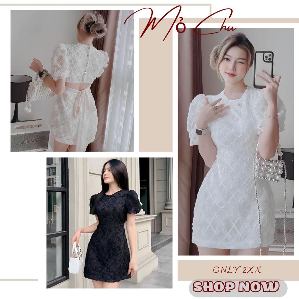 Đầm body ren hoa côt nơ lưng