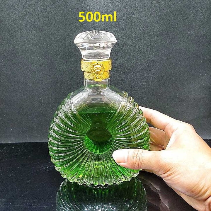 Combo 2 vỏ chai thủy tinh 750ml – 500ml cao cấp mẫu X-O ĐẾ VƯƠNG – chưng bàn ăn vô cùng sang trọng, quý phái