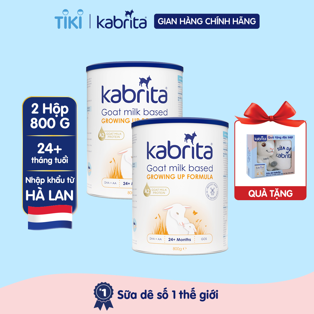 COMBO 2 lon Sữa dê Kabrita số 3 cho trẻ trên 24 tháng - Lon 800g