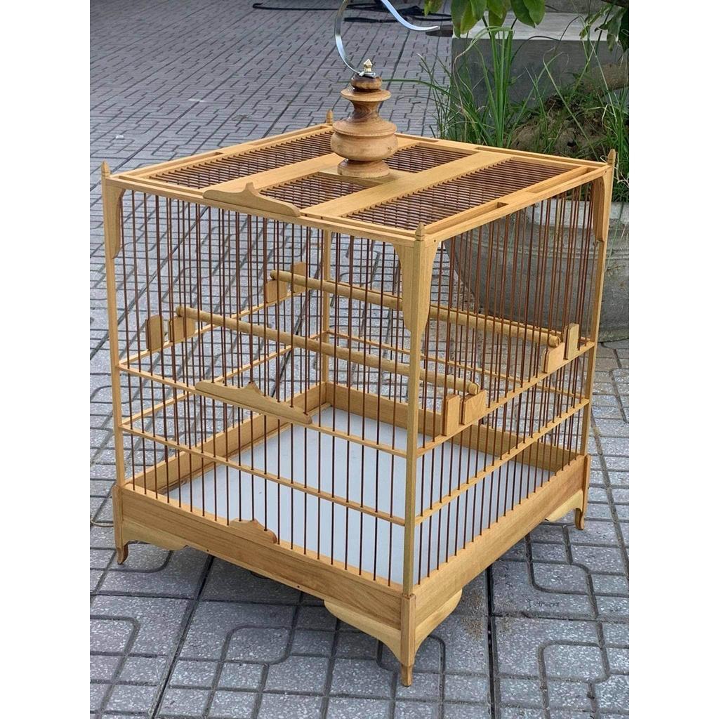 KHUNG LỒNG CHIM TỰ RÁP MẪU LÁ LIỄU GỖ KIỀN