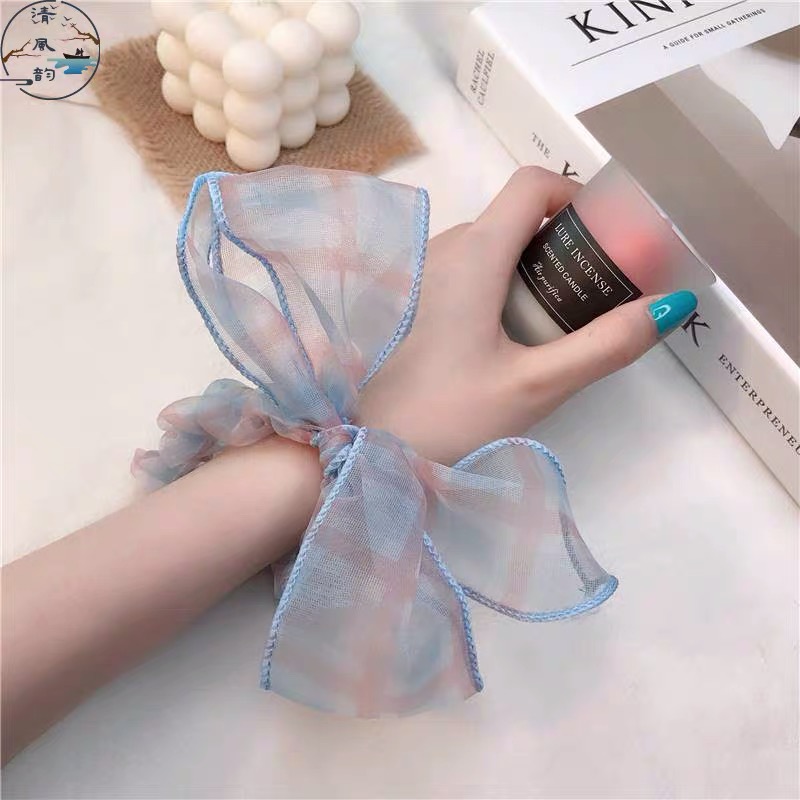 Dây cột tóc nơ hàn quốc - dây cột tóc scrunchies kẻ caro