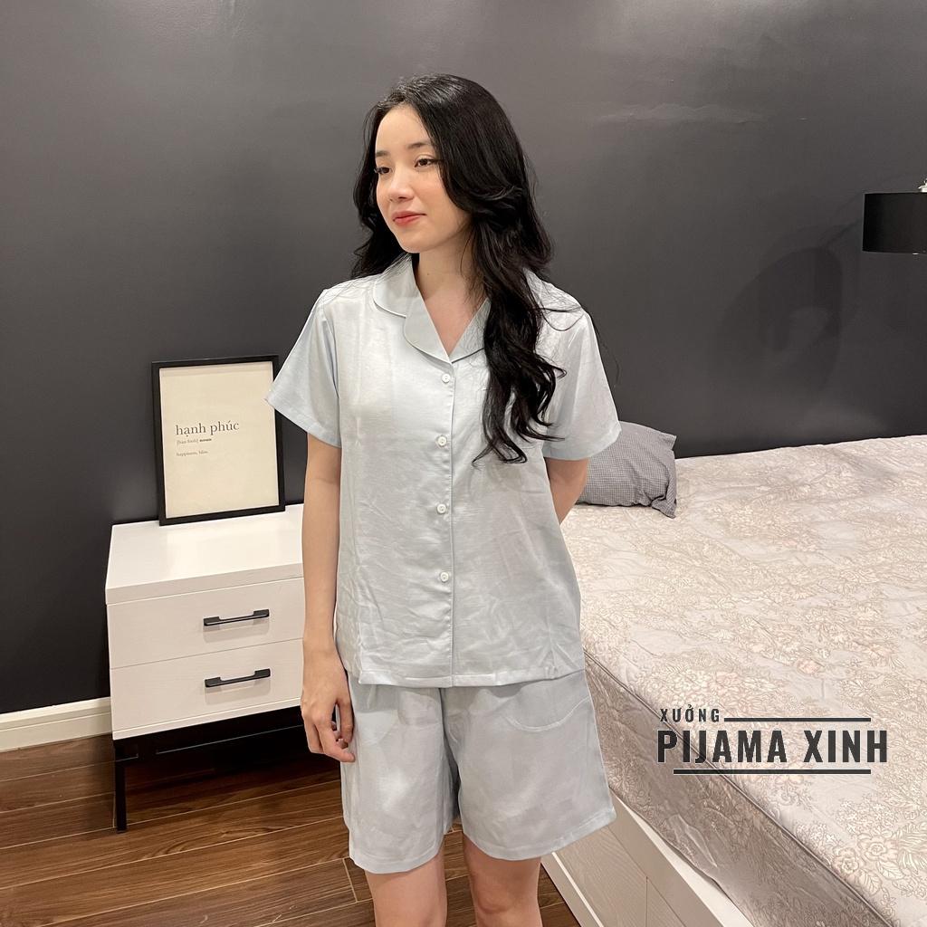 BỘ ĐÙI PIJAMA  - Đồ Mặc Nhà Màu Xanh Nhạt Chất Cao Cấp