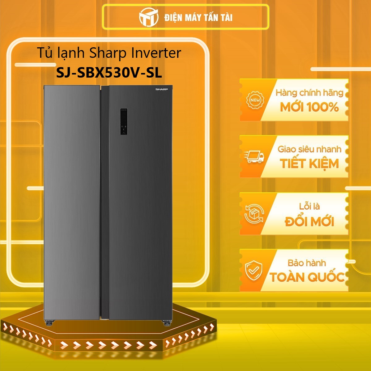 Tủ lạnh Sharp 532 Lít SJ-SBX530V-SL Inveter - Hàng Chính Hãng (Chỉ Giao HCM)