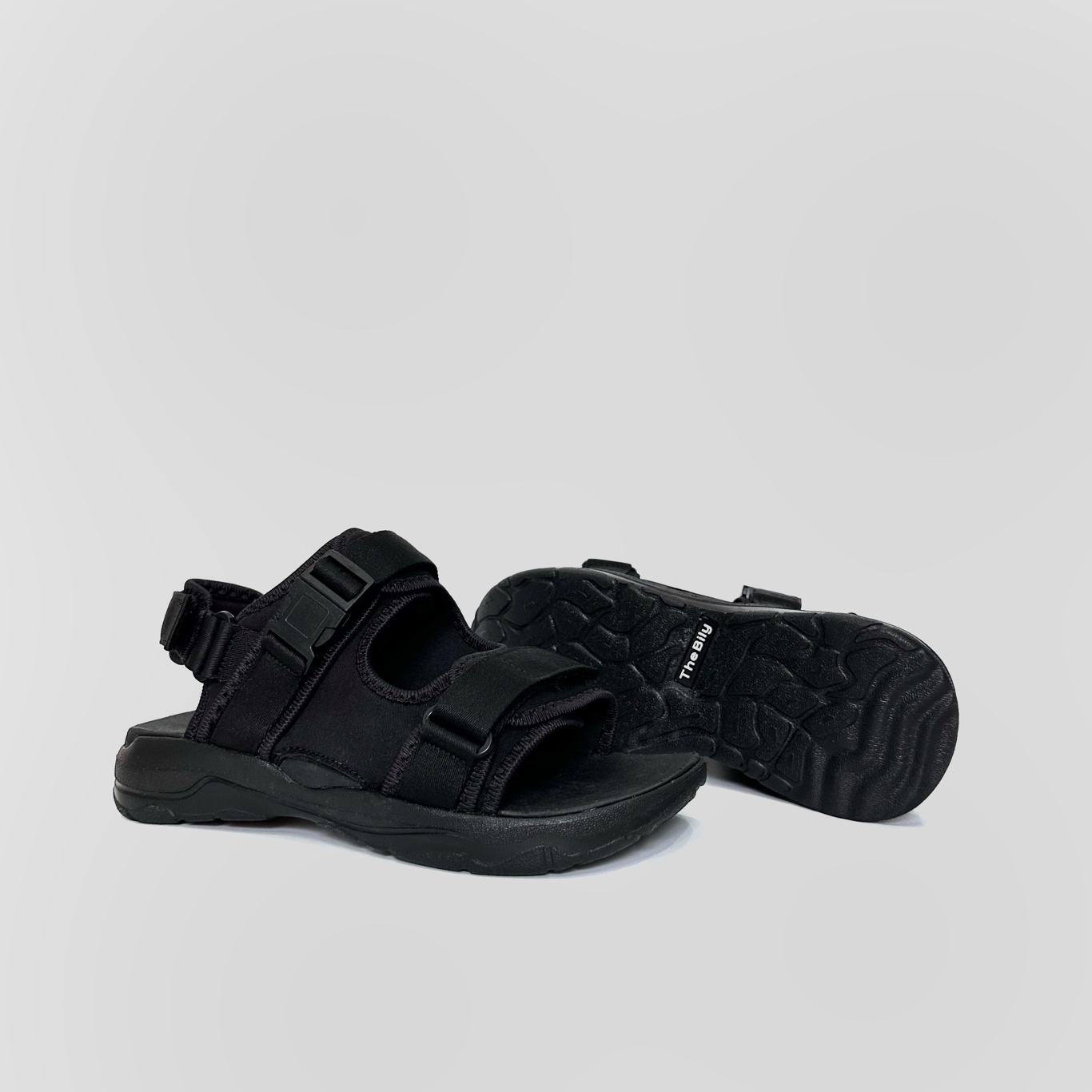 Giày Sandal Nam Nữ Unisex The BiLy Quai Ngang Dây Dù Đế IP Siêu Êm Nhẹ Màu Đen- BL07 Đen