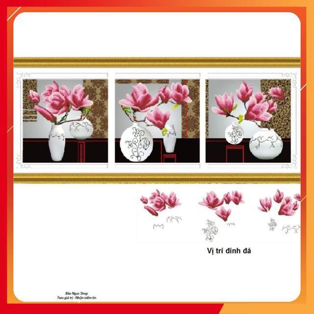 Tranh đính đá bình hoa 3 bức