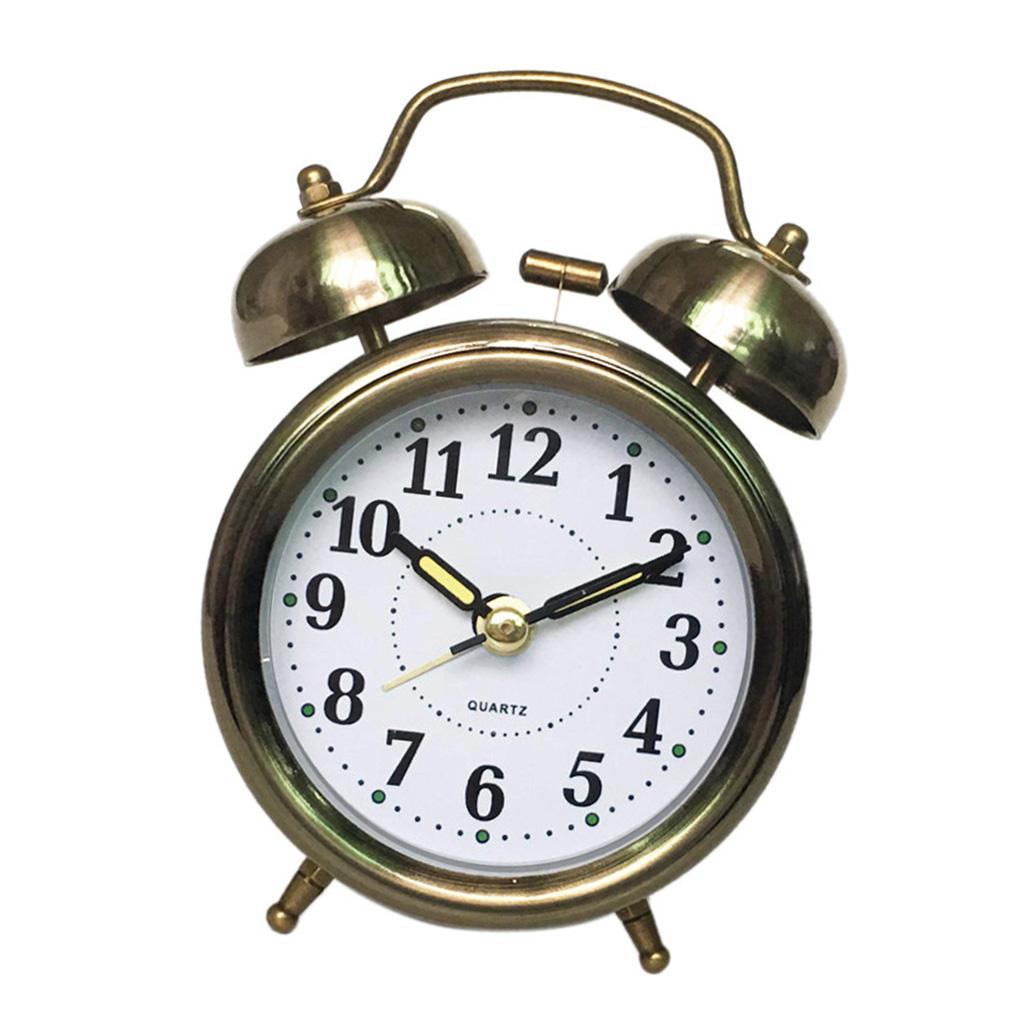 Retro Twin Bell Alarm Clock Battery Operated Loud Alarm Clock Bronze Color