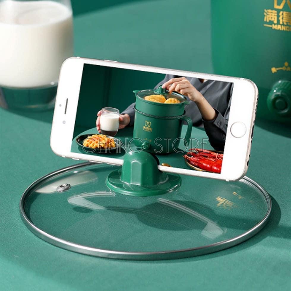 Nồi Lẩu Mini 2 Nấc Nhiệt Kèm Giá Hấp Có Tay Cầm Mẫu Mới 2021 - Ca Nấu Mì,Chiên,Sào Đa Năng Xanh Lục Bảo