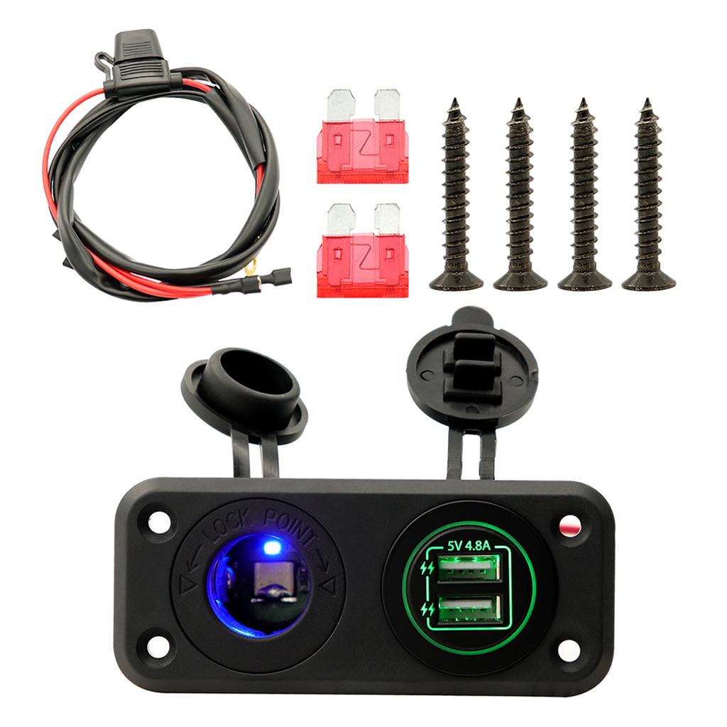 Car Marine Charger 12-24V Waterproof Dual USB Fast Charger Socket Power Outlet
