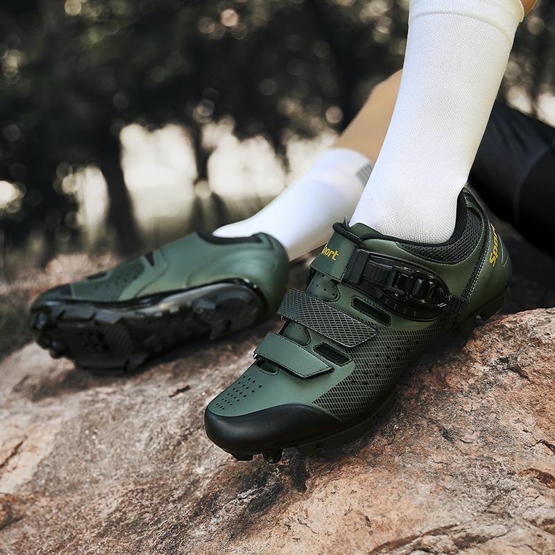 Giày đi xe đạp đi xe đạp leo núi chuyên nghiệp MTB Cleat SPD Giày SPD ngoài trời tự khóa kích thước lớn 48 Sneaker xe đạp đua xe đạp nam Color: Black Shoe Size: 5