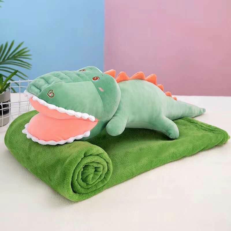 BỘ CHĂN GỐI VĂN PHÒNG 3in1 CÁ SẤU XANH