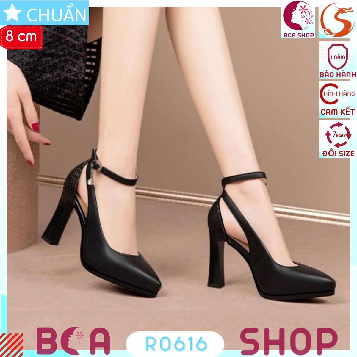 Giày cao gót nữ mũi nhọn 9p RO616 ROSATA tại BCASHOP gót trụ thanh lịch, duyên dáng và thời trang, lại cực kì sang