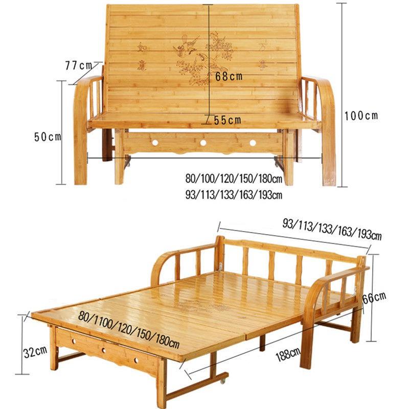 Sofa giường cao cấp,giường gỗ tre gấp gọn thiết kế sang trọng chịu lực siêu tốt, giường gấp gỗ tre tặng kèm tấm nệm đẹp