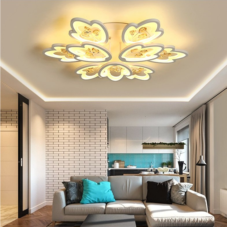 Đèn ốp trần Mica hình cánh hoa hiện đại 9 cánh MO954