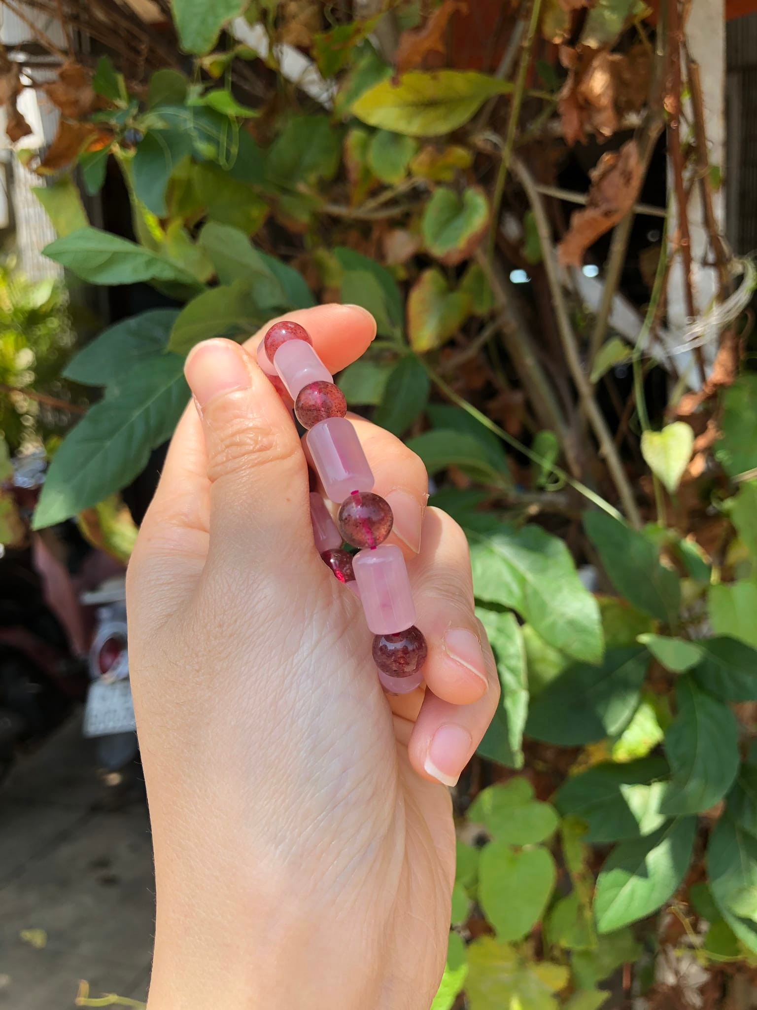 Vòng tay lu thống thạch anh hồng