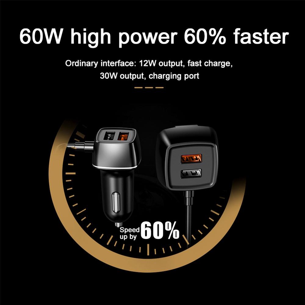 Bộ sạc điện thoại 4 cổng USB 60W 12V-24V gắn ghế trước xe hơi thông dụng
