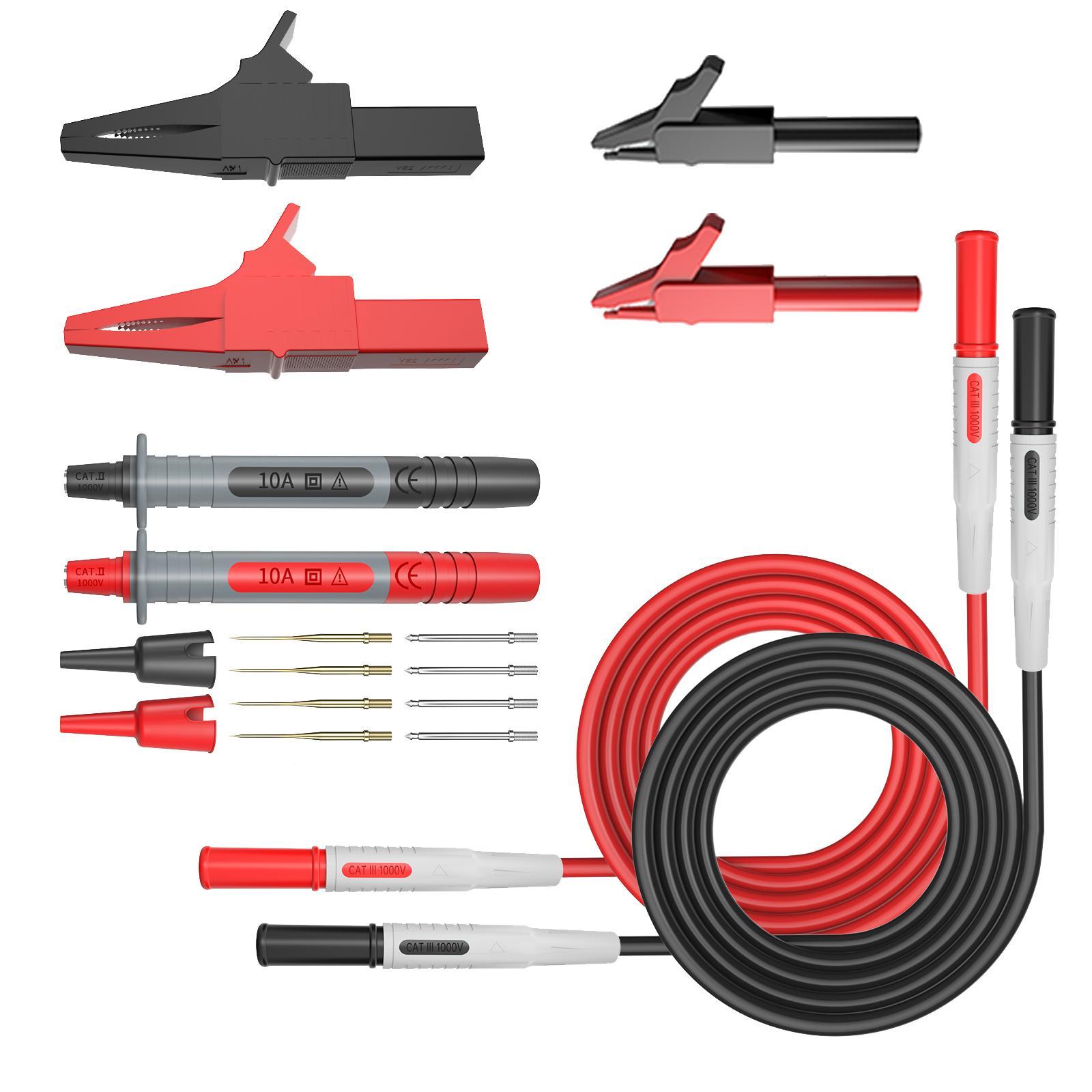 Multimeter Test Leads Kits Test Hook Clips Meter Test Probes Multimeter Pin Probes Professional for Digital Multimeter Test Leads Car Tester