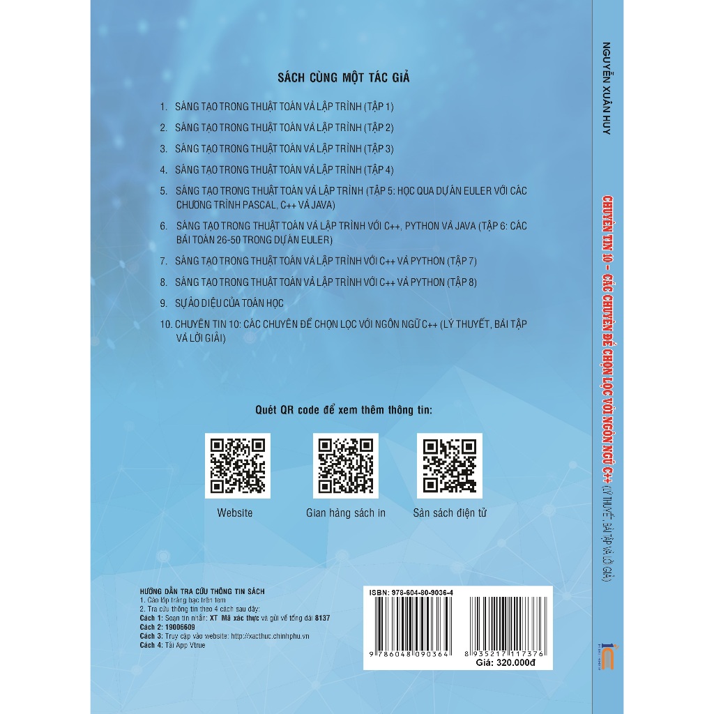 Sách Chuyên tin 10 - Các chuyên đề chọn lọc với ngôn ngữ C++, Lý thuyết, bài tập và lời giải ( xbtt)