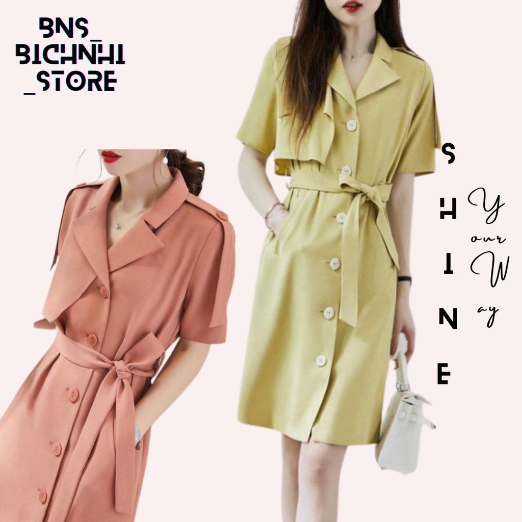 ĐẦM NỮ CỔ VEST CÀI NÚT THẮT NƠ EO THANH LỊCH CÔNG SỞ- Self Belted Shirt Dress- BY BNS CAILY DRESS BND003