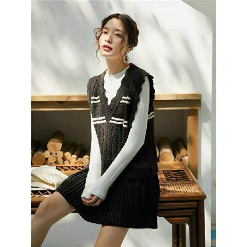 Áo len không tay dệt kim phong cách Hàn Quốc