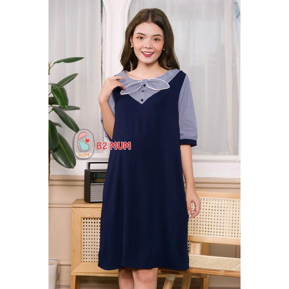 Yếm liền phối kẻ nơ cổ