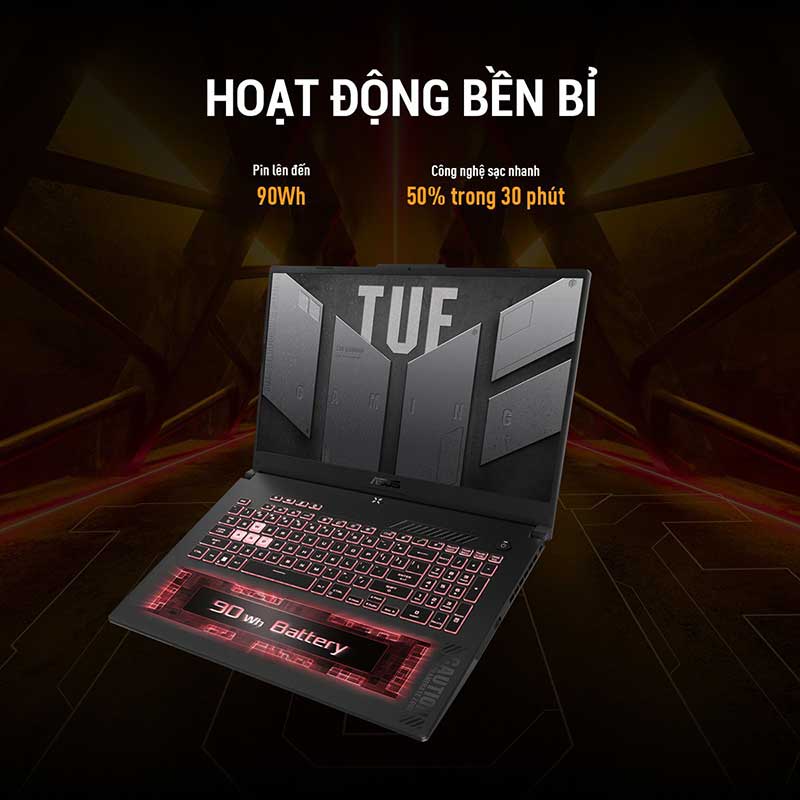 Laptop ASUS TUF Gaming A15 FA507NV-LP046W (Ryzen 7-7735HS | 8GB | 512GB | RTX 4060 8GB | 15.6-inch FHD 144Hz | Win 11| Jaeger Gray) - Hàng Chính Hãng - Bảo Hành 24 Tháng Tại Asus Việt Nam