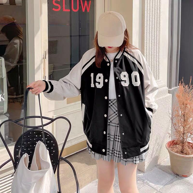 Áo Khoác Bomber Jacket Dù 2 Lớp 1990 Varsity Form Rộng Basic Nam Nữ Unisex Couple Phong Cách Ulzzang