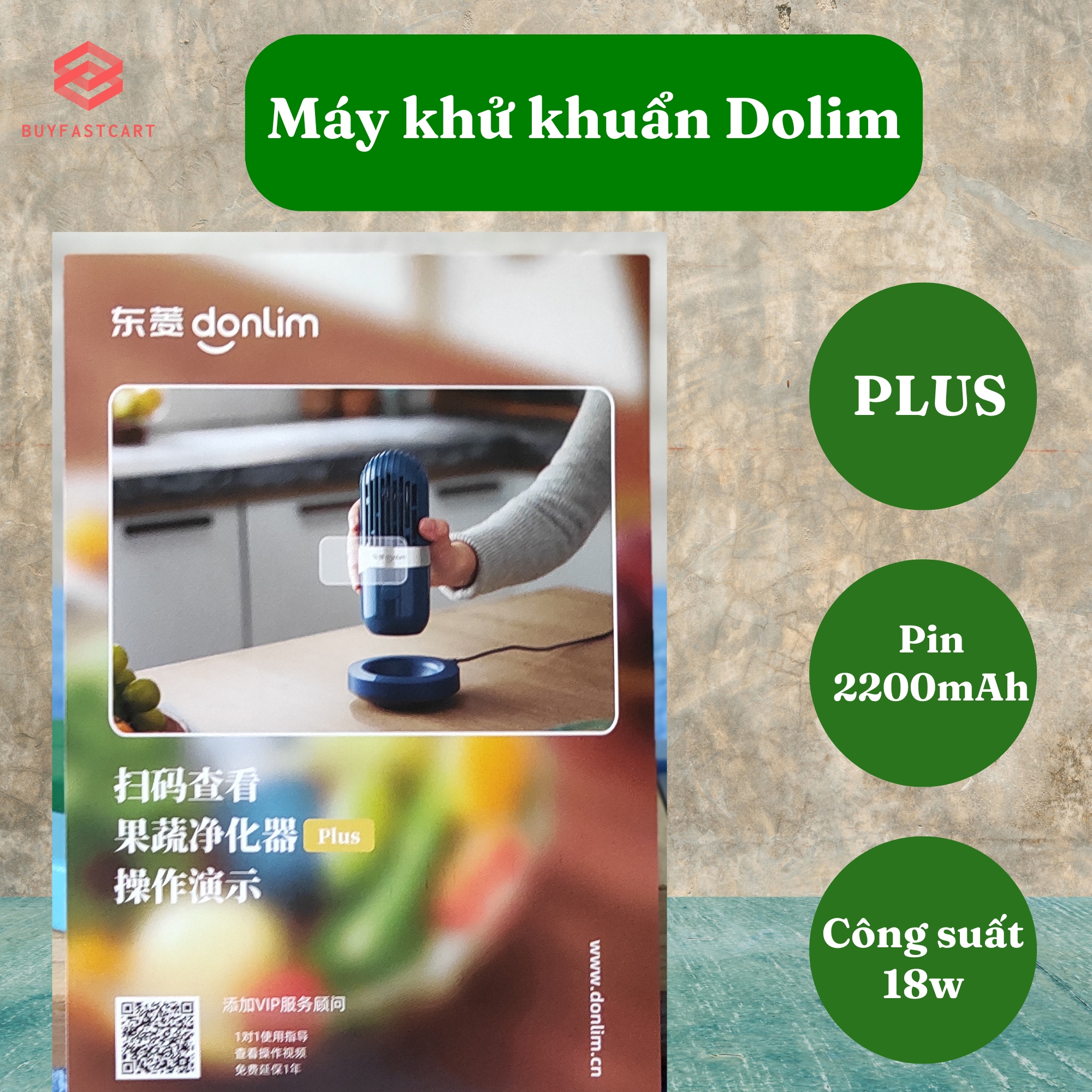 Máy khử khuẩn, làm sạch rau củ, thịt cá Buyfastcart Donlim, thiết bị đa năng bảo vệ sức khỏe cho bữa ăn gia đình bạn - Hàng chính hãng