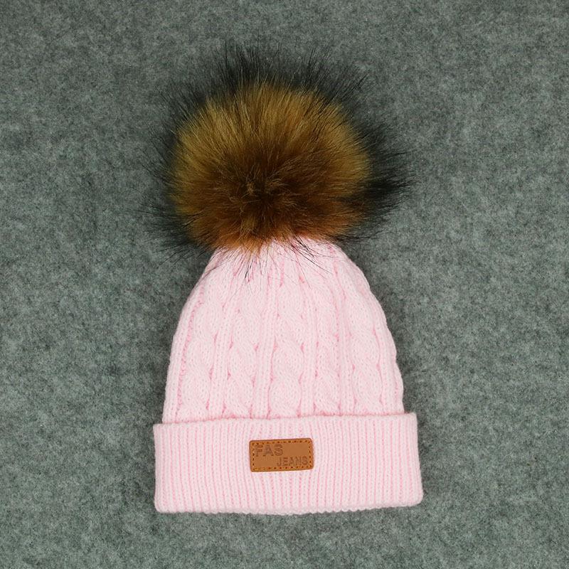 2018 Mới Thời Trang Trẻ Em Mùa Đông Nón Cho Bé Trẻ Em Gái Chắc Chắn Dệt Kim Beanies Mũ Lưỡi Trai Bóng Tóc Dày Dặn Cho Bé Bé Trai Bé Gái Mùa Đông mũ Ấm Áp