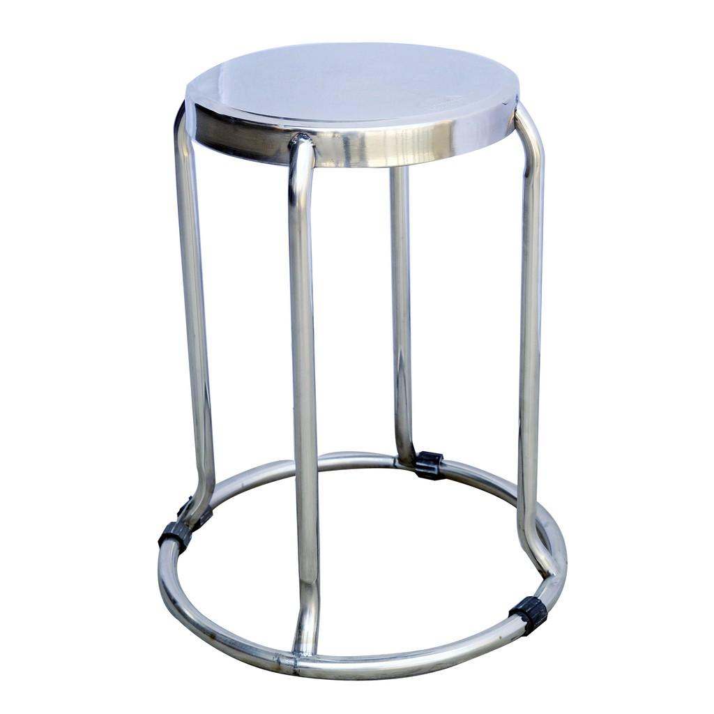 Ghế đôn inox dùng đám tiệc ngoài sân vườn,ngồi bàn ăn, dùng ngồi chung bàn xếp inox tròn