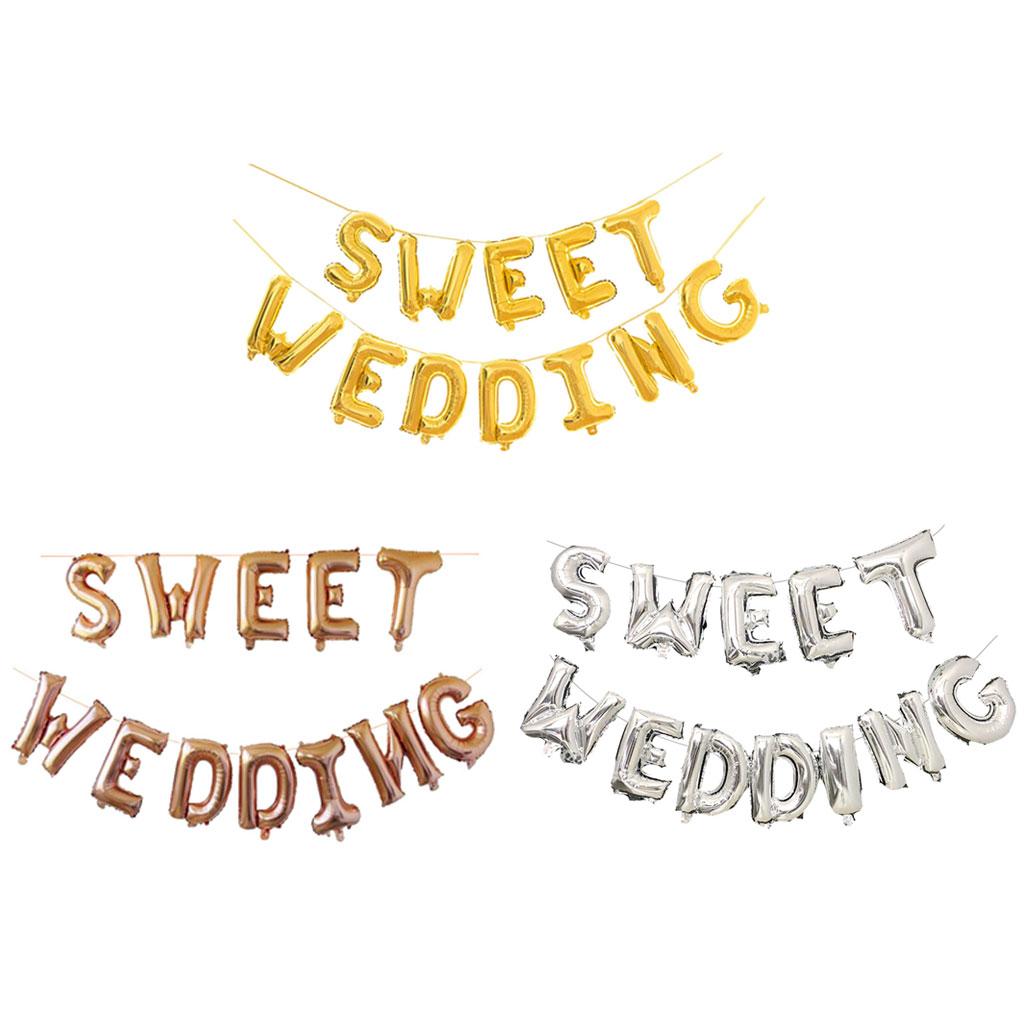 Sweet Wedding Foil Balloon Bunting Banner Wedding Party Decoration Champagne