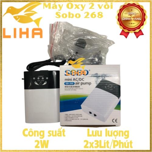 Máy Sủi Khí Oxy Tích Điện 2 Vòi Sobo SB-268 (2W - 2x3Lít/Phút) - Máy Oxi Cho Hồ Cá