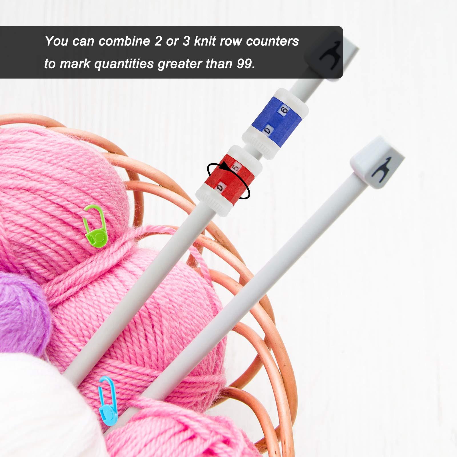 20 CÁI Bộ đếm đan bằng nhựa Kim đan móc Bộ đếm Row Craft Công cụ hỗ trợ tiện dụng cho Dự án thủ công DIY-Bộ Bộ đếm hàng và Bút đánh dấu móc