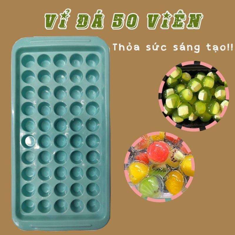 Khay đá, vỉ đá 50 viên tròn nhựa Việt Nhật