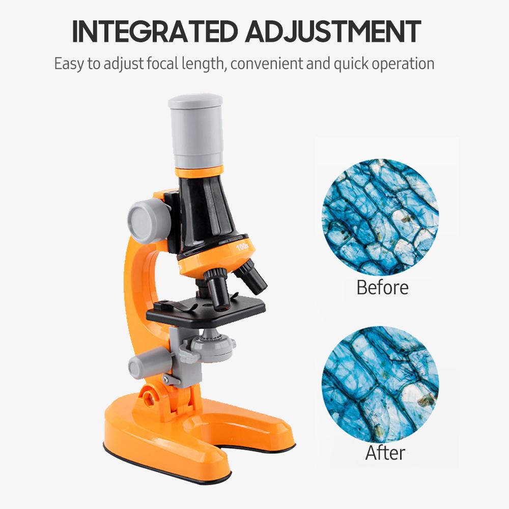 1200X Microscope Children Optical Microscope with LED Light Collection Bottles 12pcs Slides for Kids Student Beginner Science Educational Toy