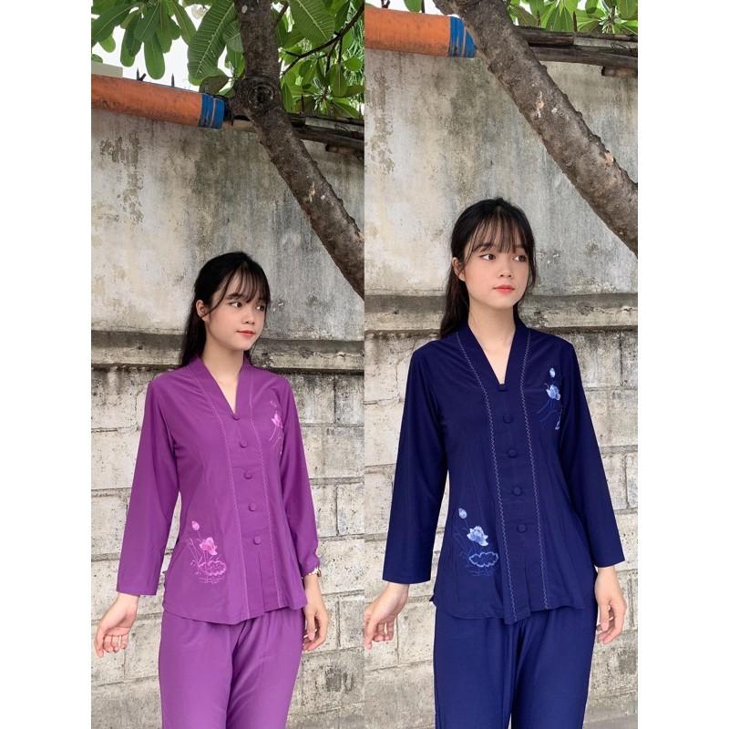 Đồ lam đi chùa nữ bigsize, thời trang nữ, đồ bộ thun