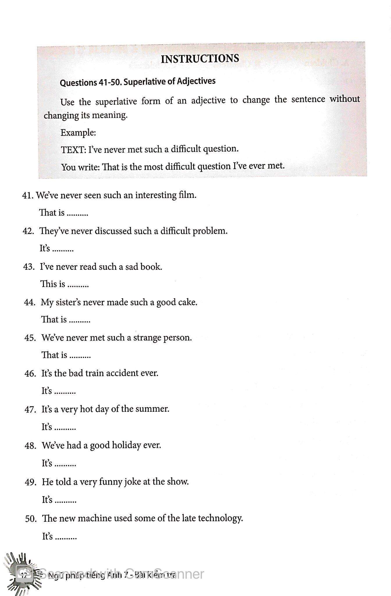 English Grammar - Ngữ Pháp Tiếng Anh 7 (Bài Kiểm Tra)