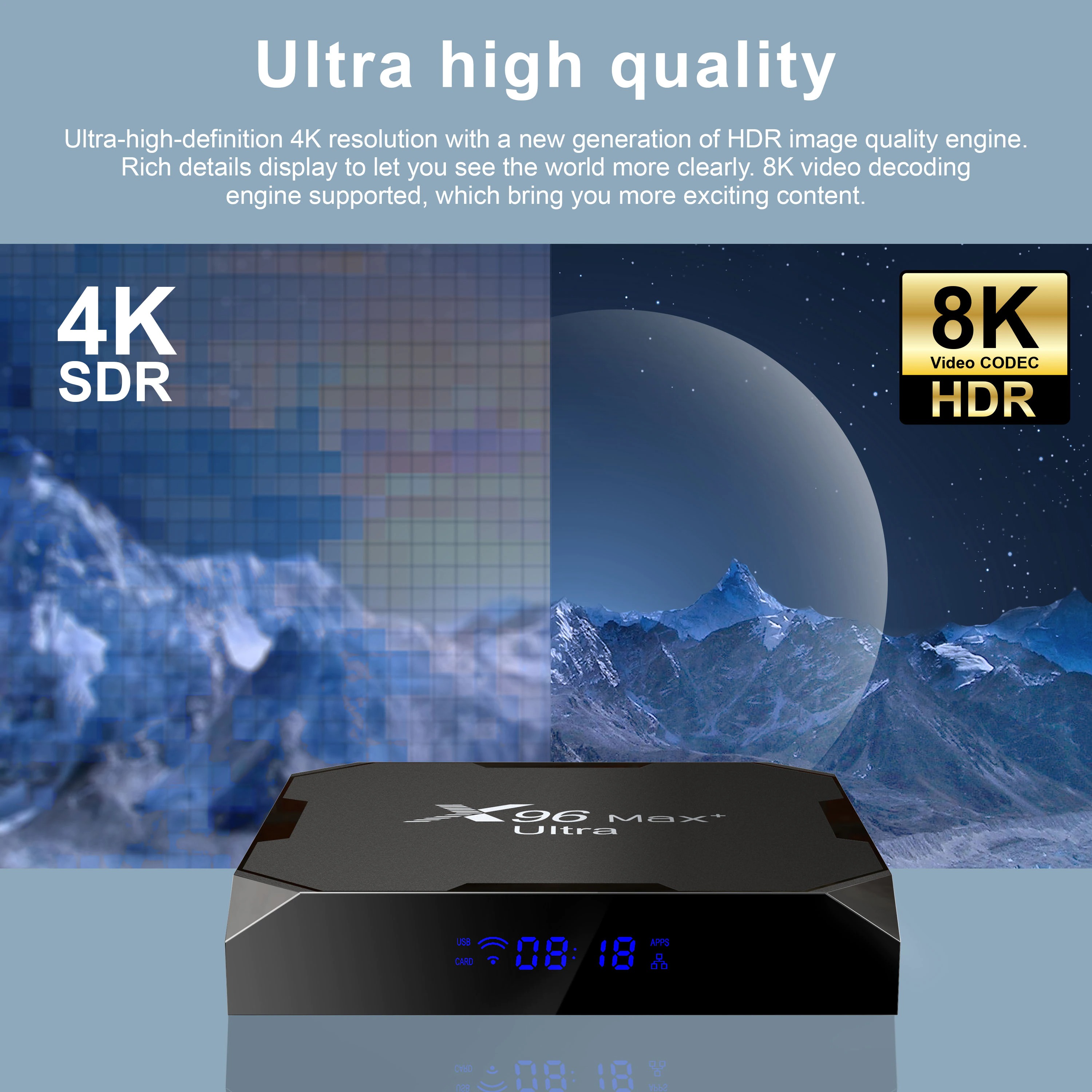 Tivi Box X96 Max plus ultra Android 11 điều khiển giọng nói tiếng việt kiêm bàn phím đèn nền Ram 4G Có Bluetooth S905X4 Wifi Kép Cài Sẵn Ứng Dụng Xem Phim Hd Và Truyền Hình Cáp miễn phí vĩnh viễn - Hàng Nhập Khẩu