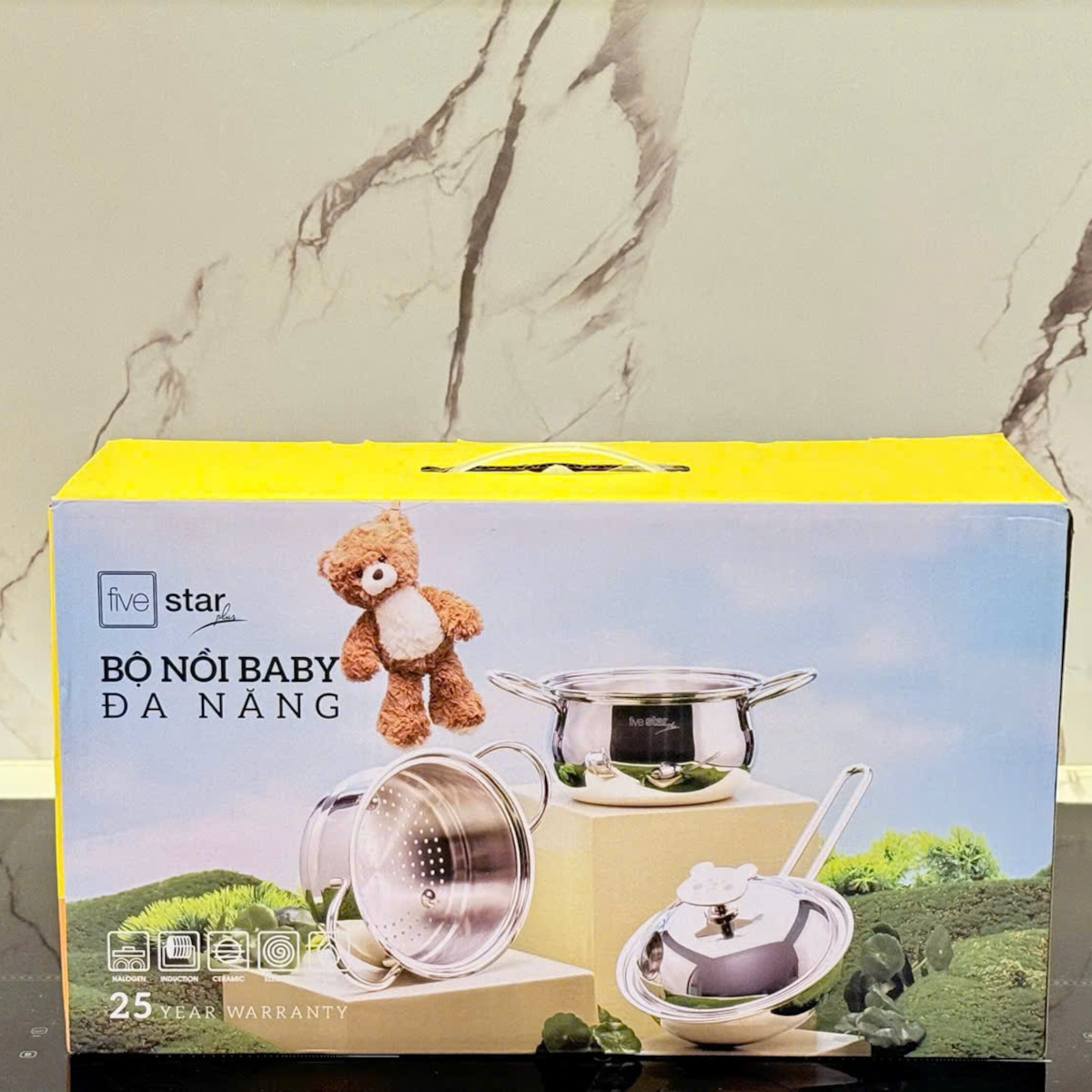 Bộ Nồi Baby 3 Món Fivestar Plus FPB3005 3 Lớp Inox 304 gồm 1 nồi 16 cm 1 xửng 16 cm 1 chảo 16 cm