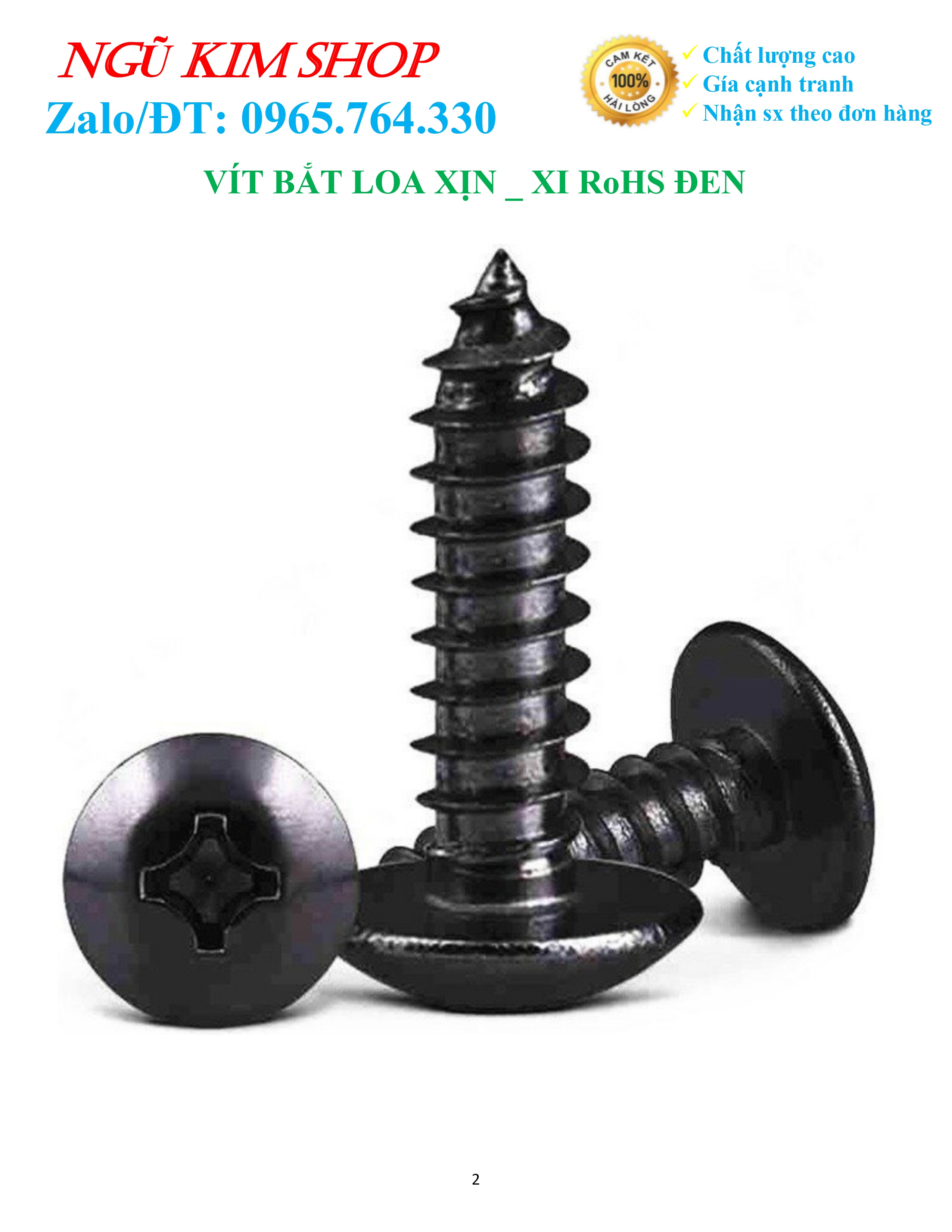 VÍT BẮT LOA XỊN _ XI RoHS ĐEN M4, M4.5