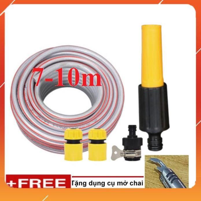 Bộ dây vòi xịt nước rửa xe, tưới cây . tăng áp 3 lần, loại 7m, 10m 206622-5 cút sập,nối đen + tặng mở chai