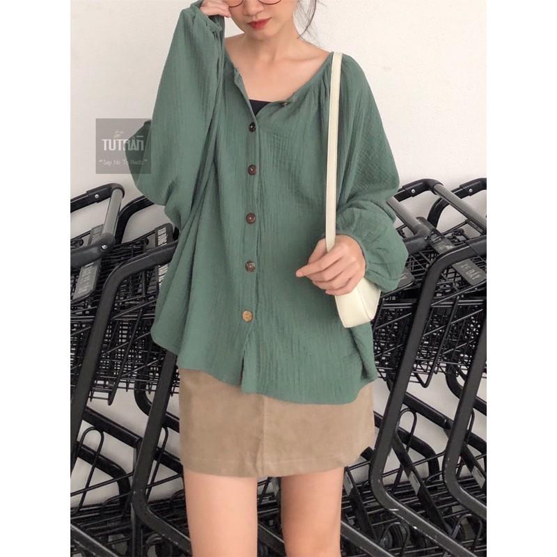 Áo sơmi cổ tròn dài tay