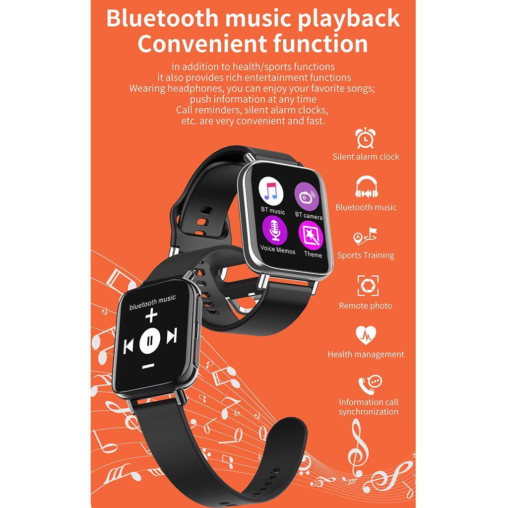 Bluetooth4.0 Smart Watch Heart Rate Sleep Monitor Full Touch Black Steel