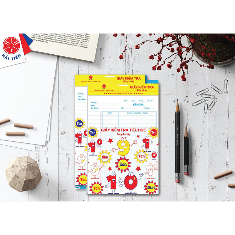 Giấy kiểm tra tiểu học Giấy Hải Tiến 4 ô ly vuông khổ 170 x 240mm 15 tờ đôi 1411