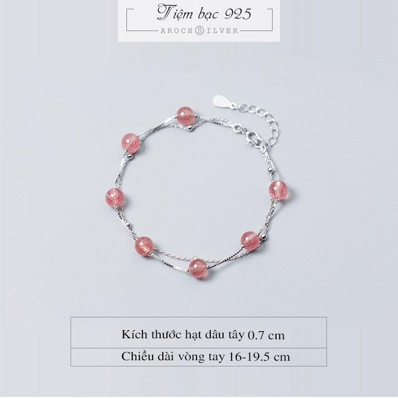 Vòng tay nữ bạc Ý s925 dâu tây 2 lớp S2165 - AROCH Jewelry