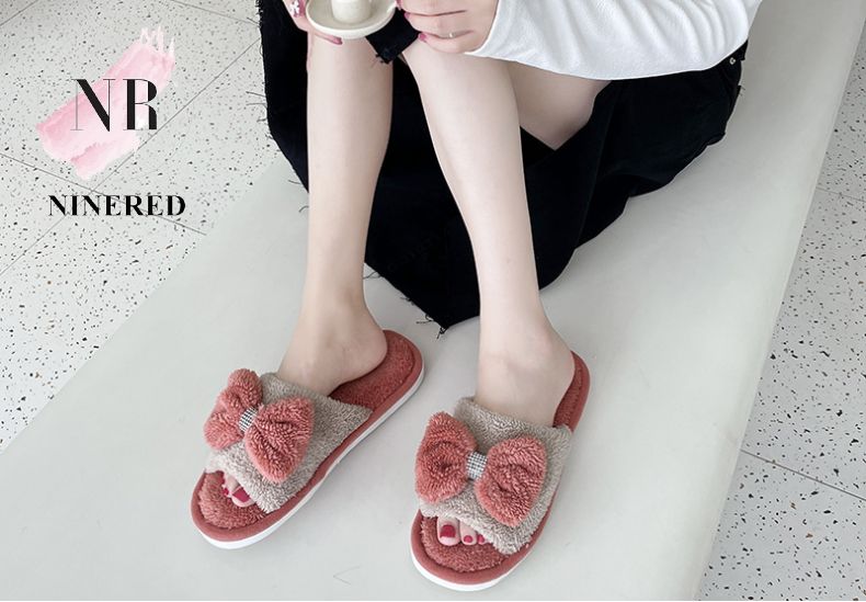 Dép Lông Êm Chân Đi Trong Nhà Đế Cao Su Chống Trơn NineRed Homewear - D4