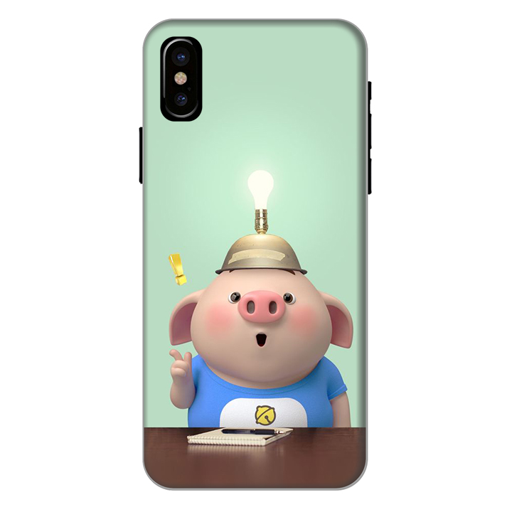 Ốp lưng nhựa cứng nhám dành cho iPhone XS MAX in hình Heo Bóng Đèn