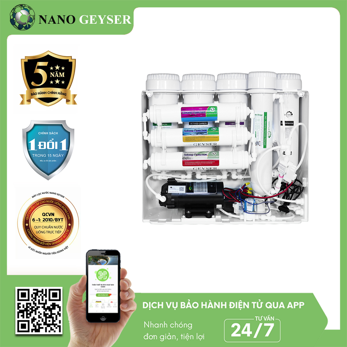 Máy lọc nước Nano Geyser ECO C8 công nghệ RO - Hàng Chính Hãng