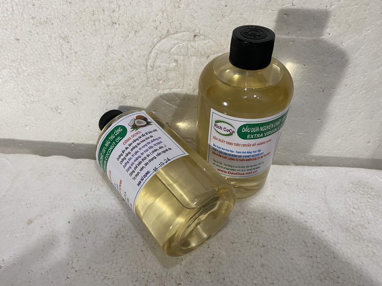 DẦU DỪA 100% NGUYÊN CHẤT BẾN TRE - NẤU THỦ CÔNG – RICH COCO - EXTRA VIRGIN COCONUT OIL - CHAI 500ml